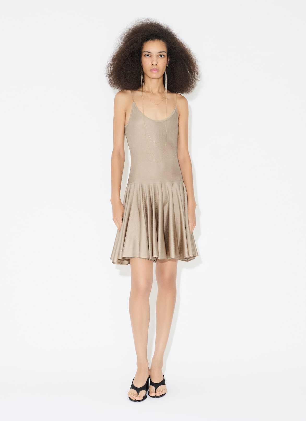 KNIT SLIP FLARED DRESS ALAÏA BEIGE KNIT SLIP FLARED DRESS